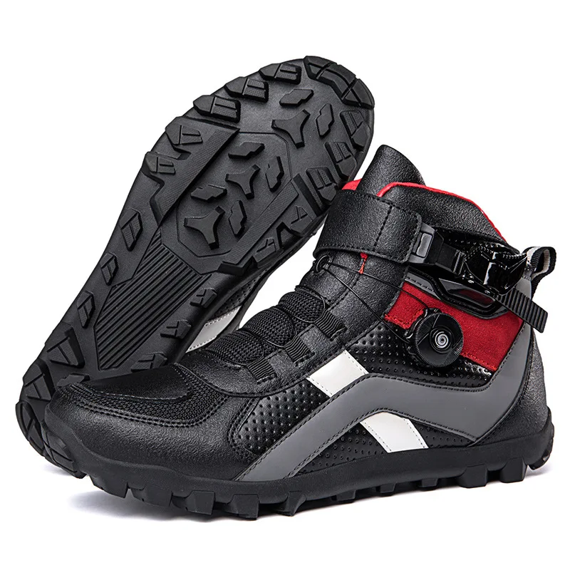 Motorcycle Boots Black Plus Size Moto Riding Non-Slip Breathable Motocross Off-Road Racing Boots Motorbike Ankle Cycling Shoes