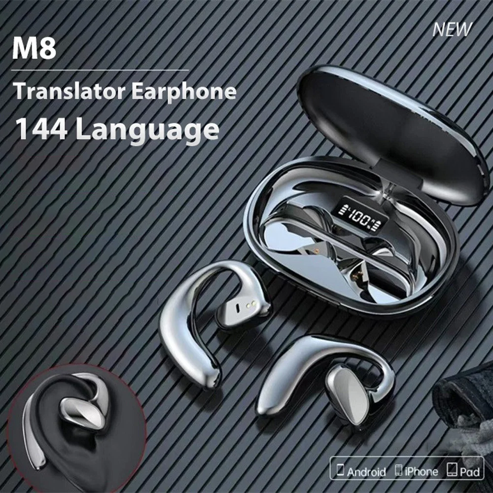 Himto M8 Translation Headphones 144 Languages instant Translate Smart Voice Translator Wireless Bluetooth Translator Earphone