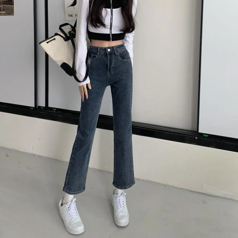 

Straight high waist jeans women's new autumn vintage jeans y2k aesthetic thin stretch Ankle-length pants trousers women pants