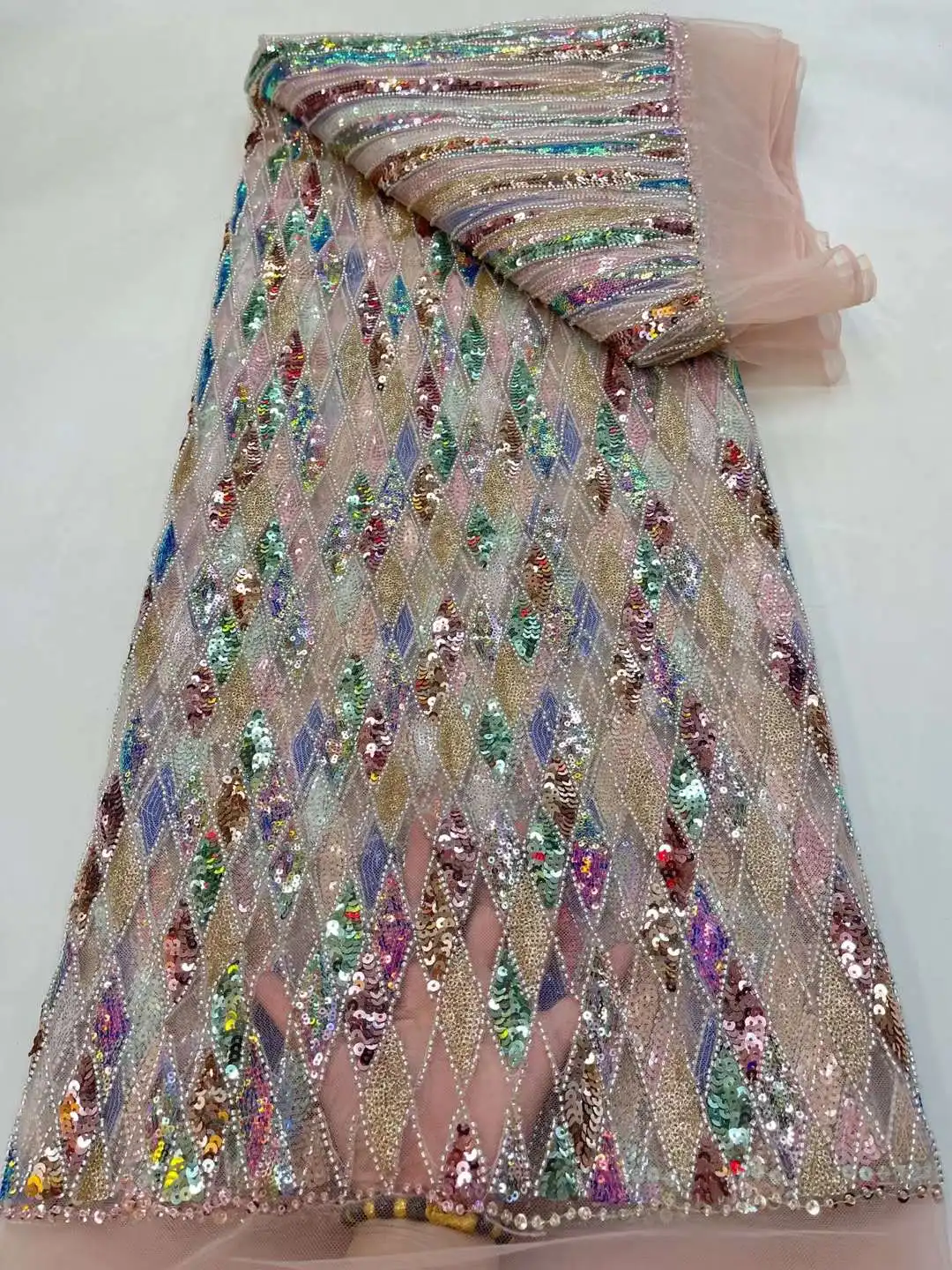 Бусины популярного дизайна вышивка кружева Mulitcolor вышитые бисером французская