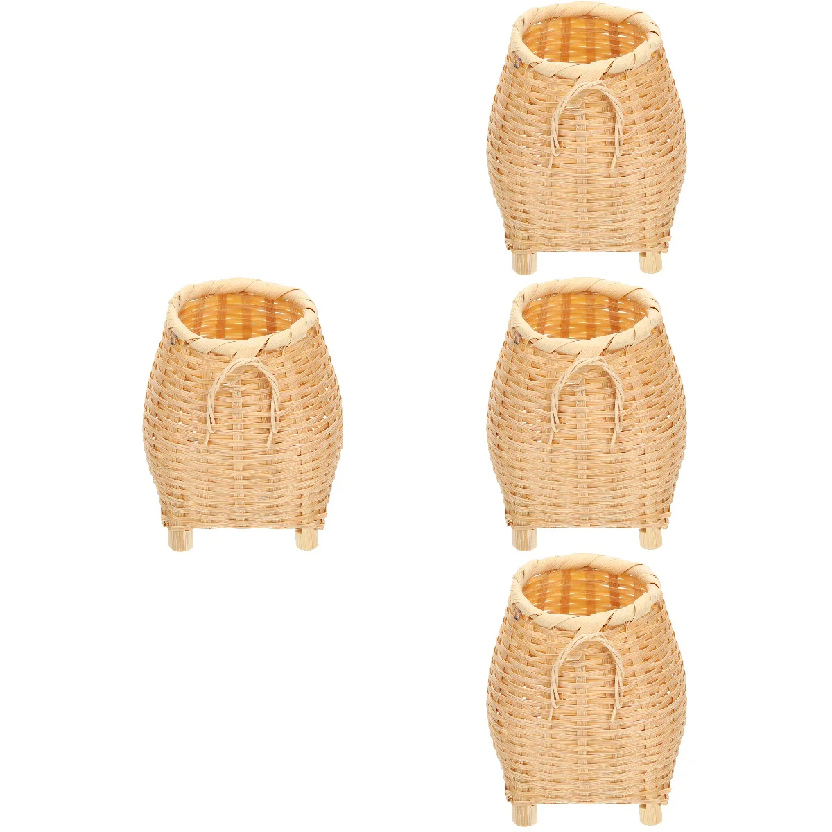 

4pcs Pen Holder Bamboo Woven Cup Rustic Cutlery Holder Makeup Brush Holder