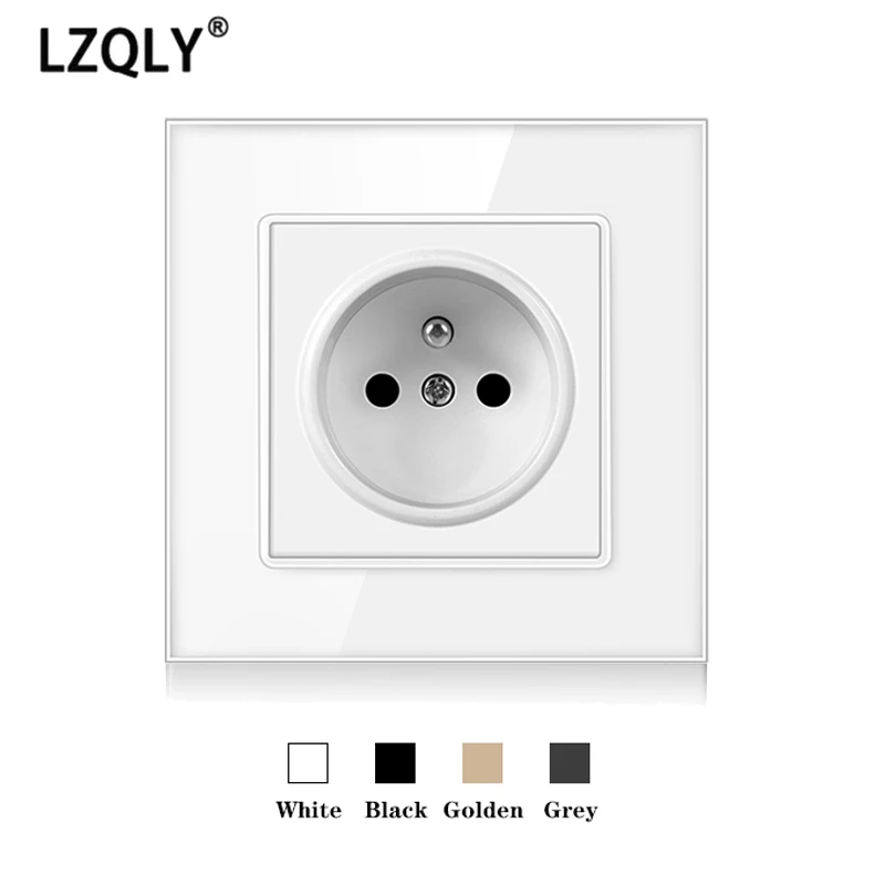 

LZQLY French Standard USB Power Socket LED Crystal Glass Panel 86*86mm Ac100-250V 16A Socket Electrical Outlet Power Wall Plug
