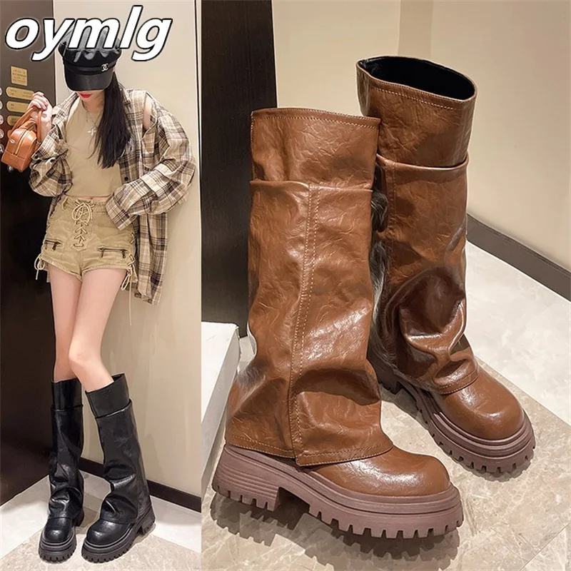 Увеличивающие рост модные сапоги женские новые длинные до колена
