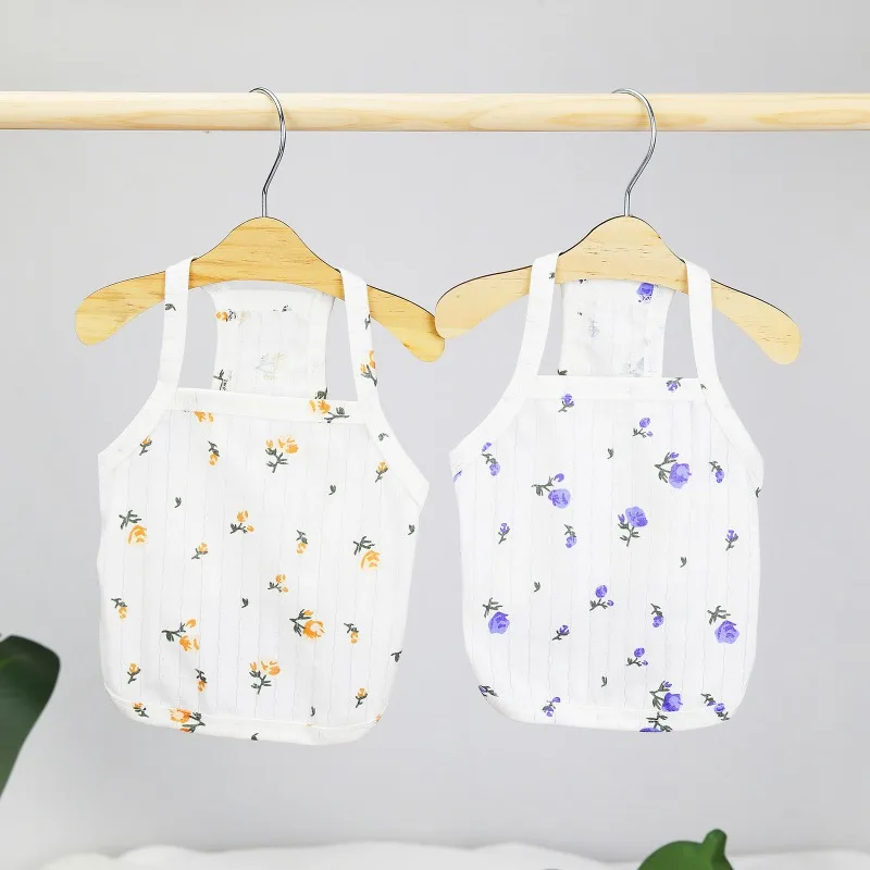 

Dog Cat T-Shirt Cute Chrysanthemum Printed Sling Vest French Bulldog Pet Puppy Short Sleeve Spring/Summer Clothes Apparel