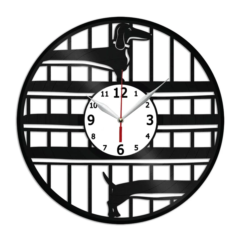 

Виниловые Настенные часы с длинной собакой, креативный домашний дизайн, украшение на стену, подарок, художественное украшение, подарок на д...