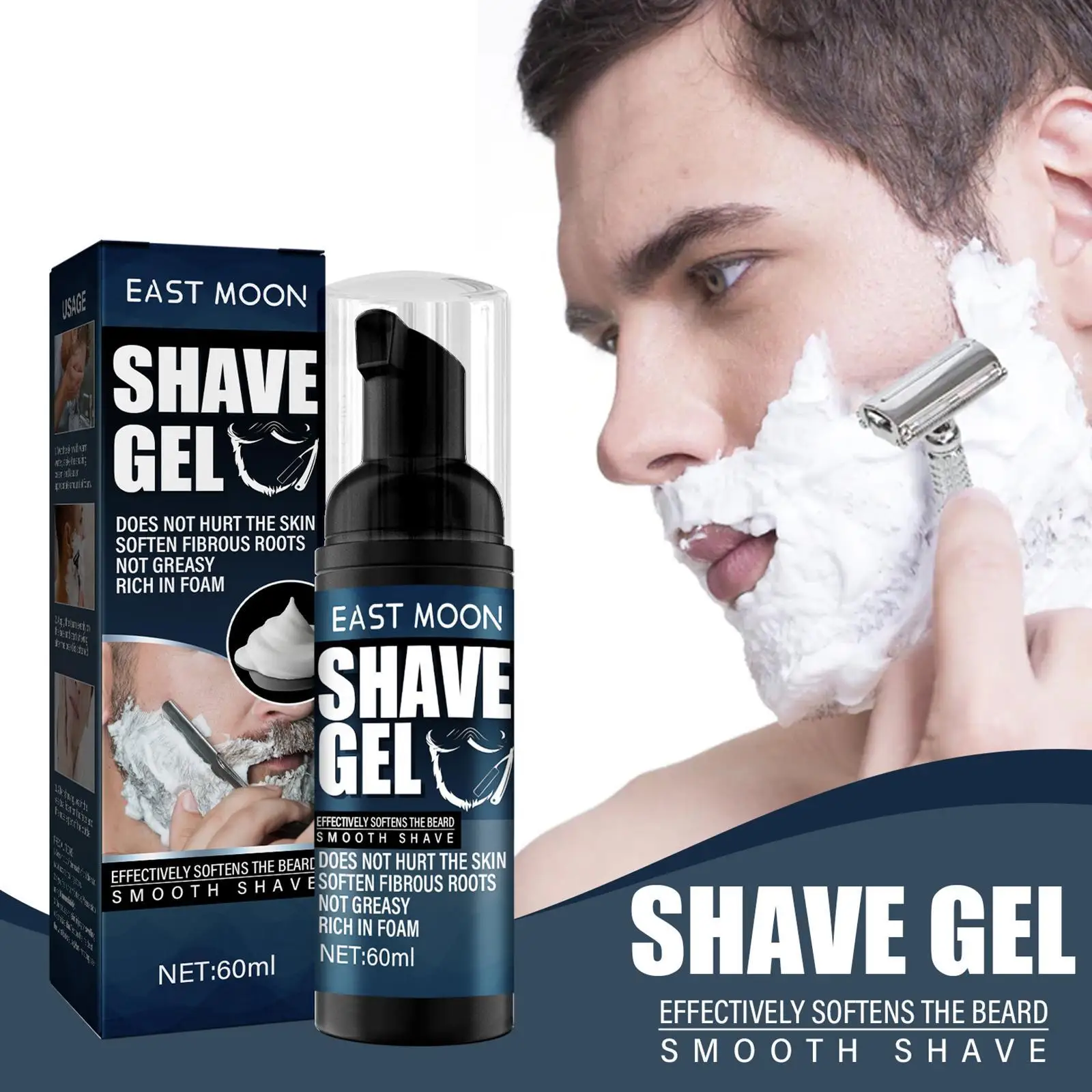 Men Shaving Cream Foam Soft Beard Reduce Friction Manually S
