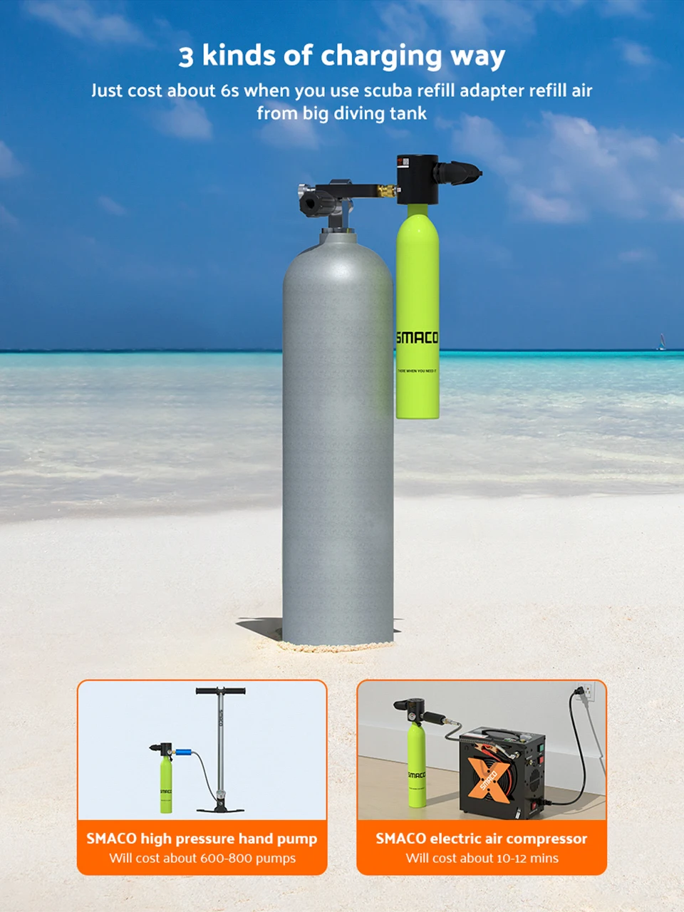 Smaco S300 мини резервуар для подводного плавания/оборудование бутылка дайвинга