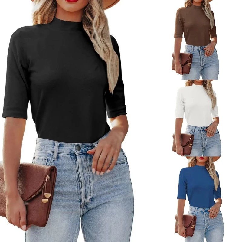 

F42F милые топы с ложным воротником для женщин повседневные осенние весенние деловые футболки повседневные блузки с коротким рукавом