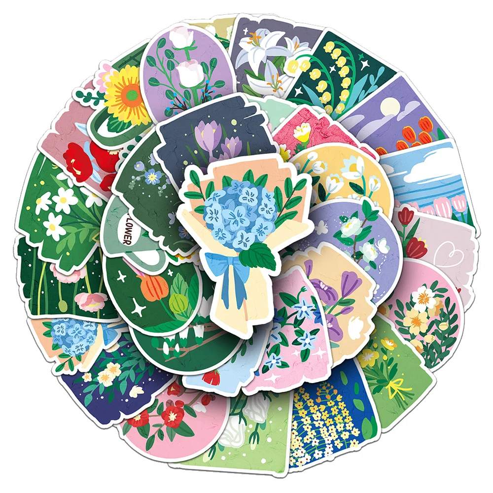 

10/30/50pcs Cartoon Flower Graffiti Stickers Aesthetic Decals Decoration Laptop Scrapbook Phone Car Stationery Sticker Kids Toy