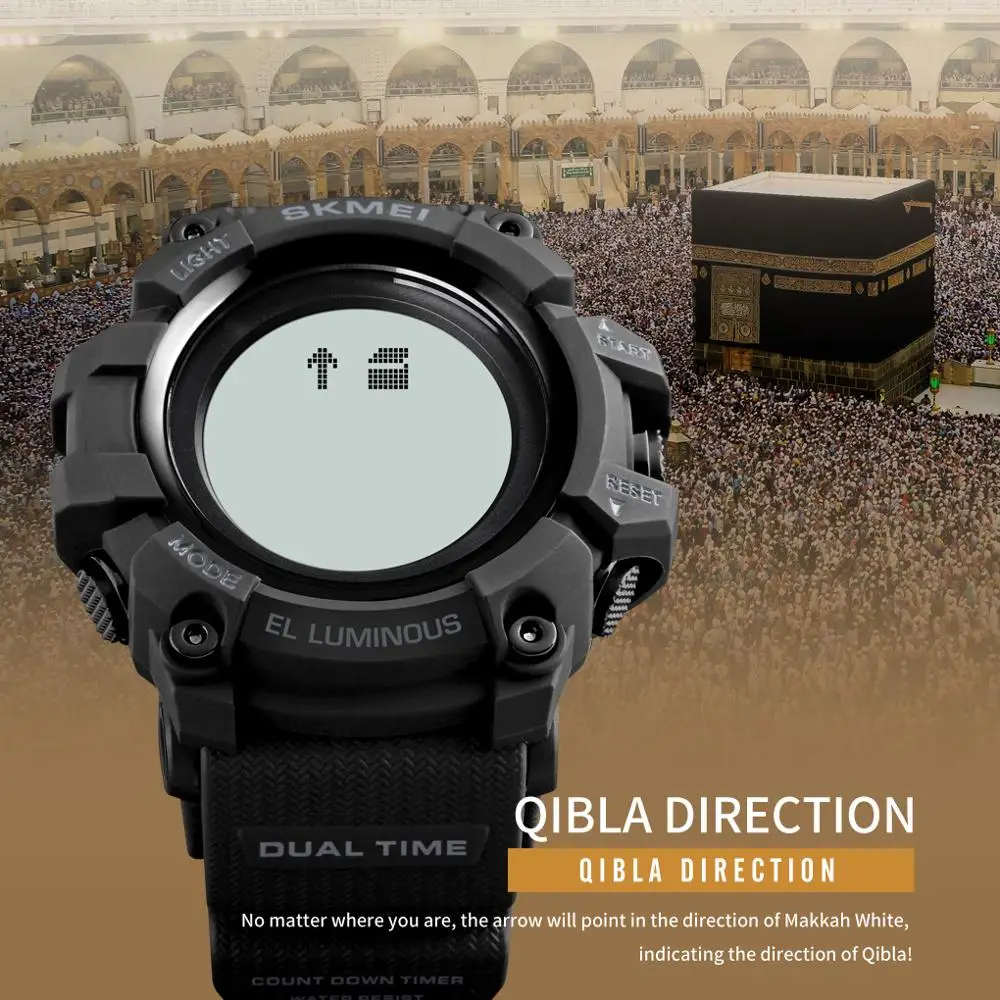 

SKMEI Brand Luxury LED Display Sports Watches Watch Men's Wristwatch Stopwatch Calendar Male Muslim Azan Clock Relogio Masculino
