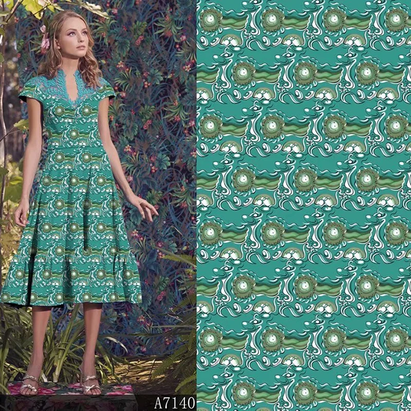 

Роскошная брендовая печатная 100% Полиэстеровая атласная ткань тонкая шифоновая модная одежда рубашка саржевая ткань для платья по метру
