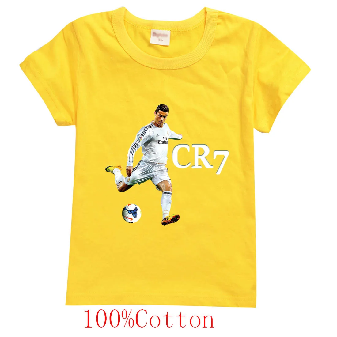 Хлопковая футболка для подростков CR7 мальчиков топы маленьких девочек школьная