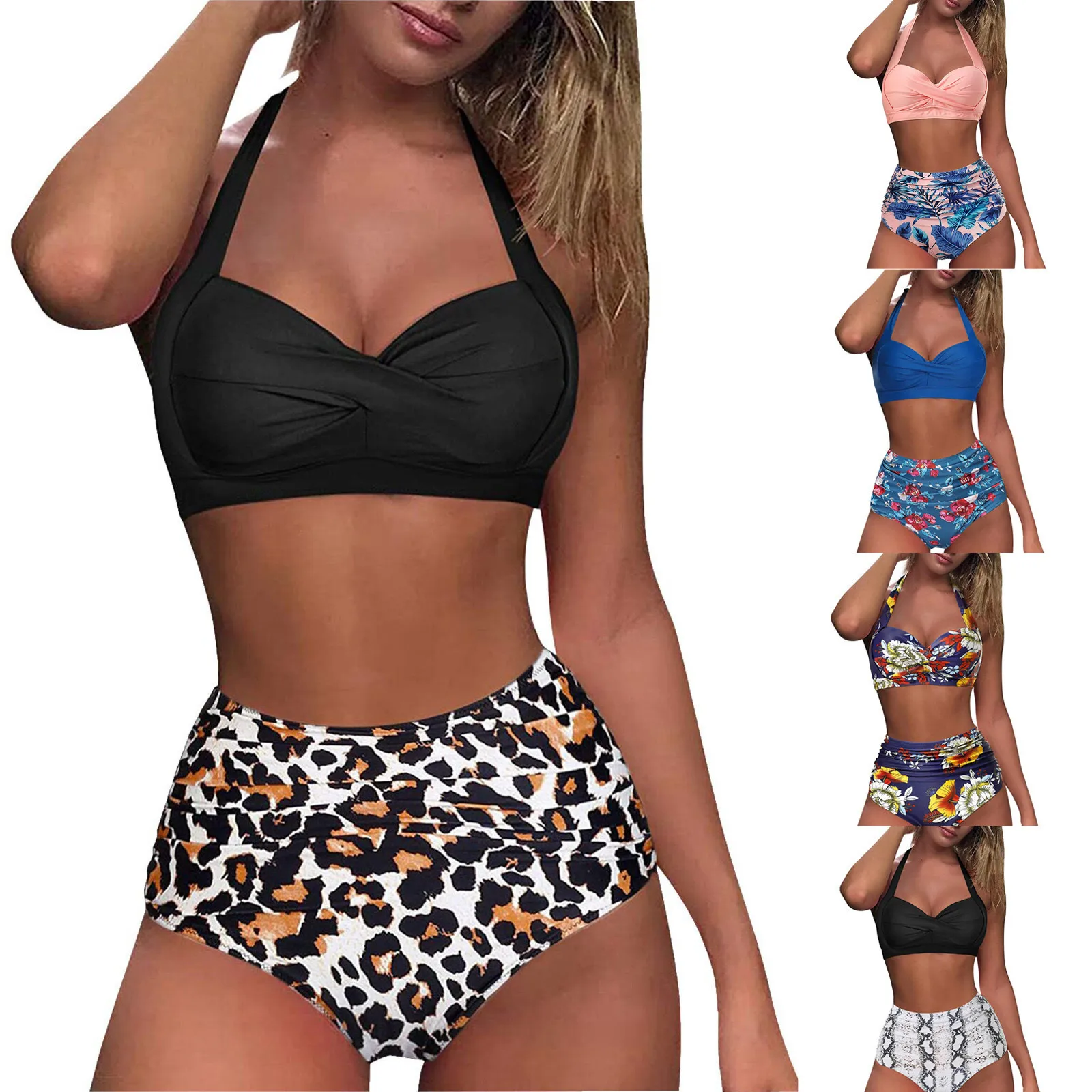 

Breast Sexy High Gradient Set Swimsuit Women's Split Contrast Bikini Swimwears Tankinis Set Swimwears tankinis sexy swimsuit