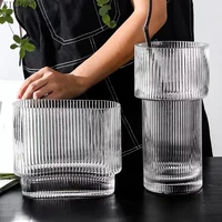 simple transparent glass striped vase bedroom flower arrangement container household hydroponic vase wedding art home decoration