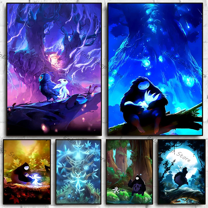 Постеры для рисования на холсте «Игра ори и слепой лес» Постеры для рисования на холсте «Игра ори и слепой лес»