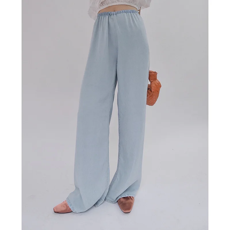 Spring New Retro Solid Color Double Pleat Design Loose Straight Casual Pants