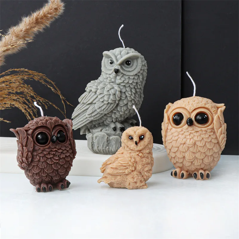 

3D Lovely Owl Candle Silicone Mold for Handmade Chocolate Decoration Gypsum Aromatherapy Soap Resin Candle Silicone Mould