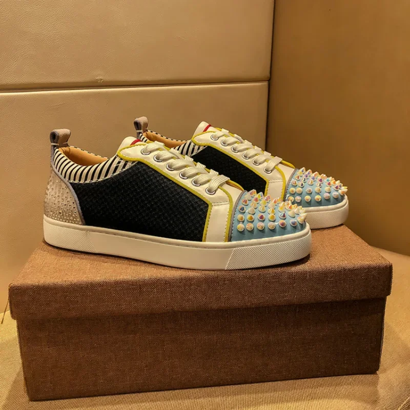 

Новый узор! Мужская обувь, искусственная камуфляжная, с низким верхом, обувь с красной подошвой, модная, универсальная, кожаная повседневная обувь