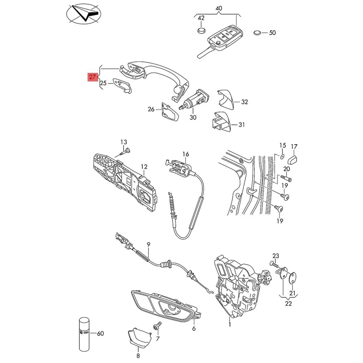 2 шт. передние левые и правые наружные дверные ручки Kessy 5G0837205Q 5G0837206Q для гольфа