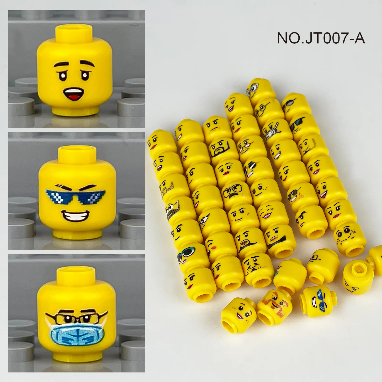 

56pcs/lot Creative Laugh Cry Cute Figure Face Head Set Cartoon Expression Boy Girl Funny Accessories Part Building Blocks Bricks
