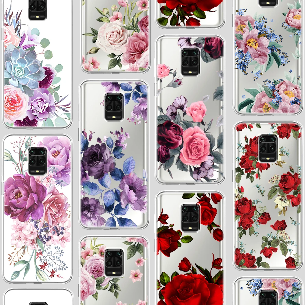 

Floral Rose Funda Case For Xiaomi Redmi Note 10 10S 9 9S 9T 8 8T 9C 7 K40 K30 K30S Poco X3 F3 C3 M3 M2 F2 Pro Max NFC Silicone