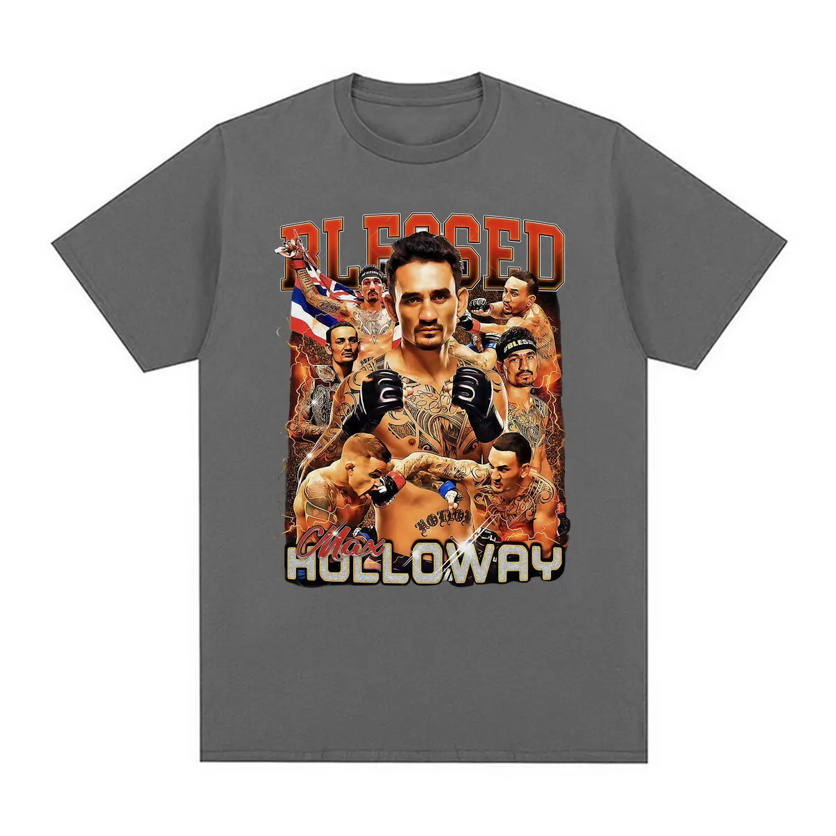 Фото Футболка Max Holloway Blessed Era Fan Gift для мужчин и женщин, винтажная, с графическим принтом, высокое качество, 100% хлопок №3