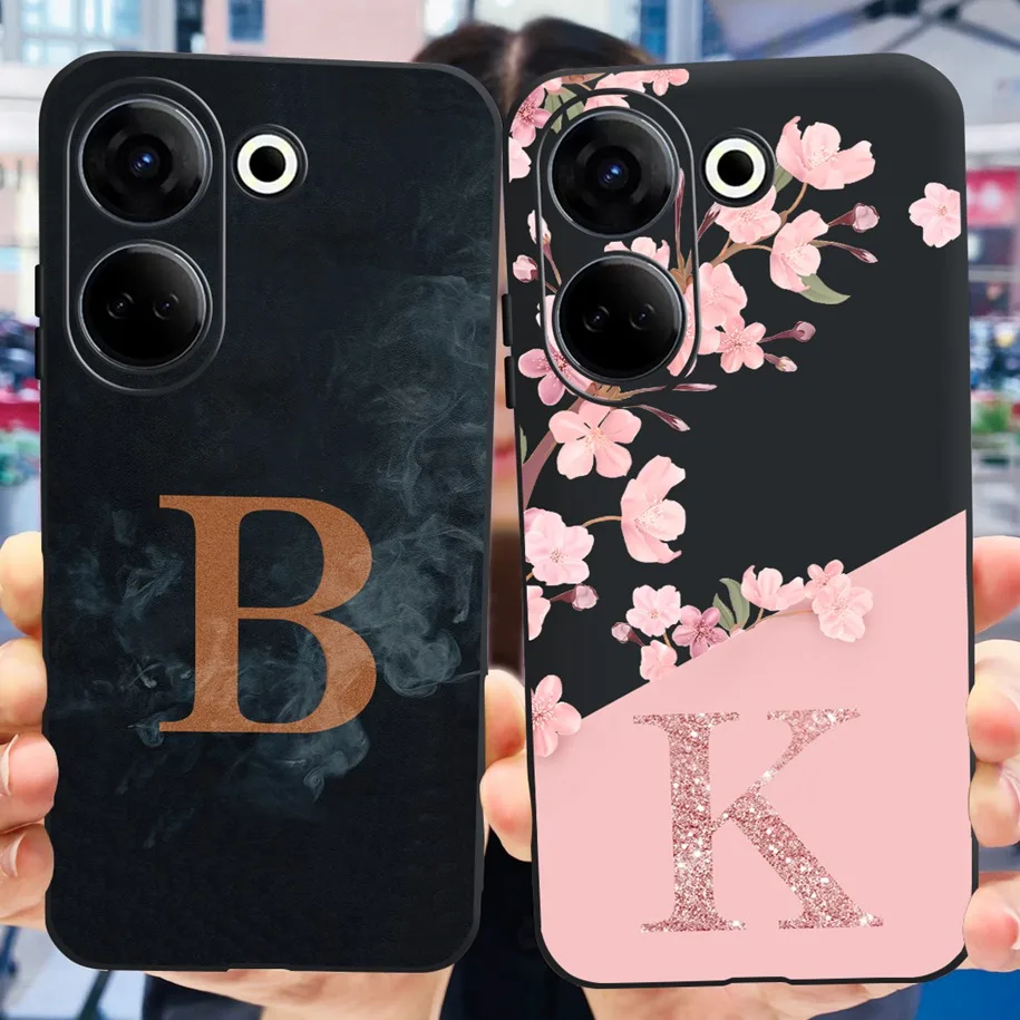 Стильная черная силиконовая Мягкая задняя крышка из ТПУ для Tecno Camon 20 чехол CK6 CK6n