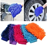 1pc car washing microfiber glove double sided home cleaning soft cloth automobile maintenance cleaning accessories random color