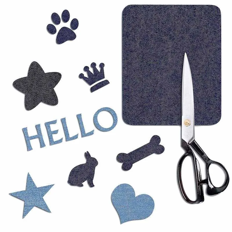 

5pcs/set 12.5*9.5cm Repair Fabric Household DIY Design Heating Fix Strong Adhesive Patches Apparel Sewing Fabric Denim Patches