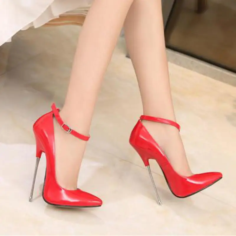 

Heels Women Elegant Classics Fashion MATURE Sexy Concise Buckle Strap 16CM Thin Heels Pointed Toe Party Women Shoes High Heels