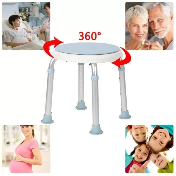 

Bathroom Height Adjustable Elderly Bath Shower Chair Kids Furniture Shower Stool Round Chair Seat Non Slip Disabled Toilet HWC