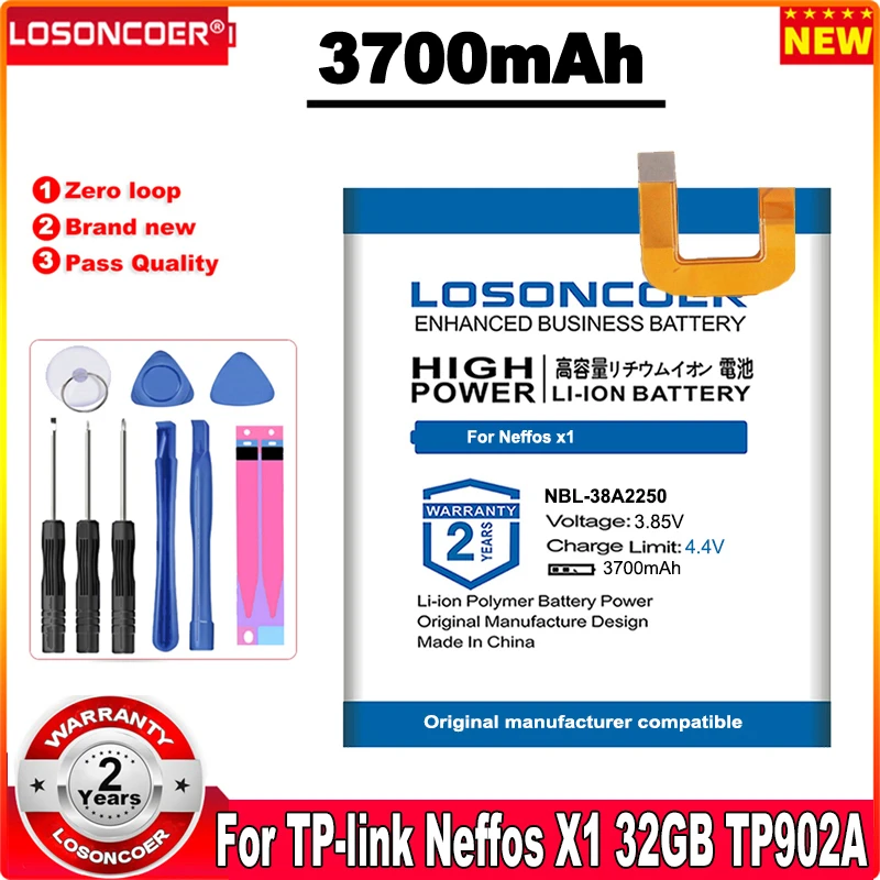 

LOSONCOER 0 Cycle 100% New 3700mAh NBL-38A2250 Battery For TP-link Neffos x1 32GB,TP902A TP902C Mobile Phone Batteries