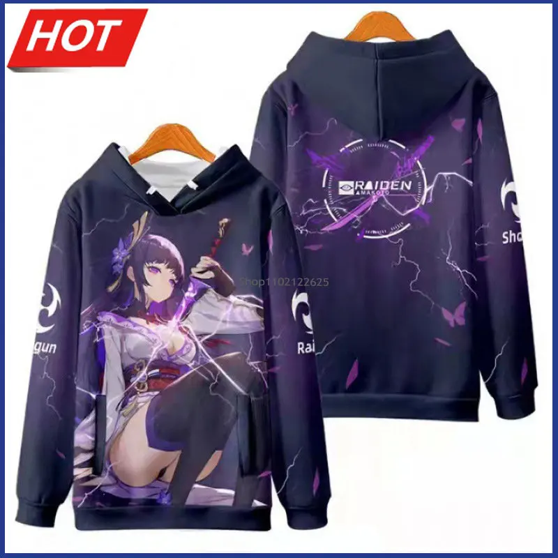 

Толстовка Game genshin Impact Raiden Shogun с 3D принтом для мужчин и женщин, уличная одежда, пуловер для косплея, Харадзюку, Одежда большого размера с капюш...
