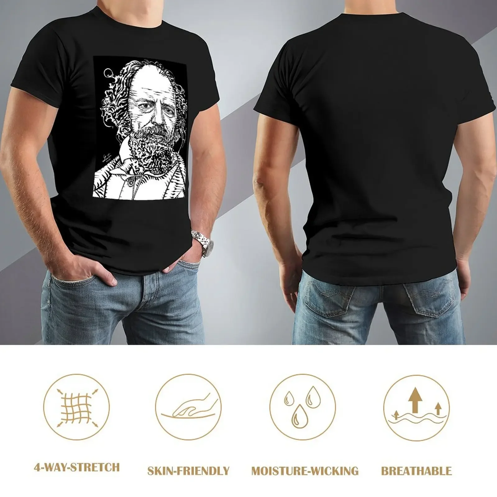 Футболка с портретом чернил ALFRED LORD TENNYSON мужская футболка короткими рукавами