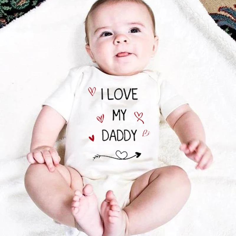 

Newborn Baby Things Layette Baby Bodysuit Funny Graphic I Love My Daddy Printed Rompers One Piece Toddler Boys Girls Jumpsuits