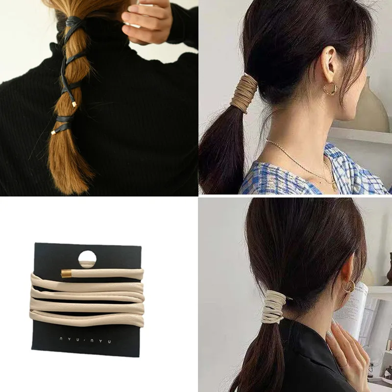 

2022 PU Leather Long Hairband Simple Ribbon Scrunchie Women Girls Hair Bands Accessories Tie Hair Rope Holder Headwear Headdress