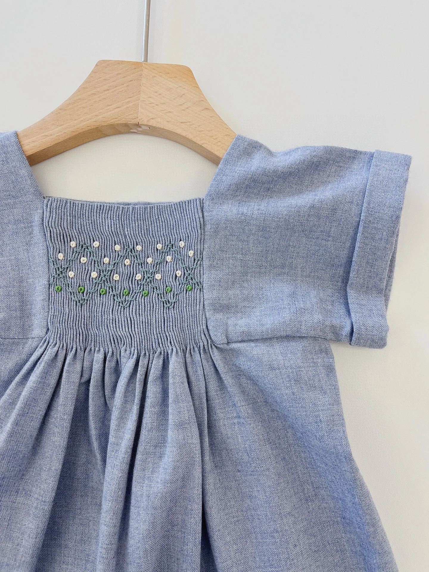 

Детское платье с вышивкой и вышивкой, эксклюзивное синее платье ручной работы для девочек, 2023