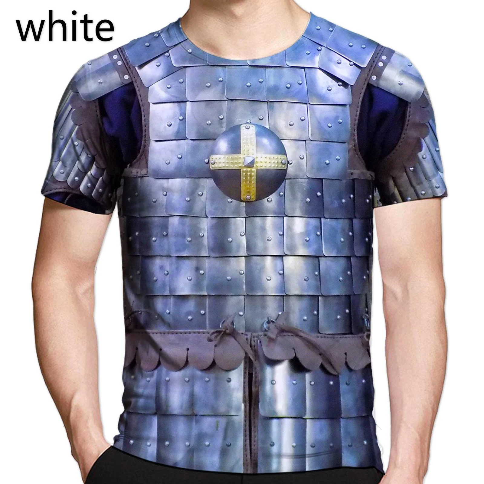 

New Ancient Roman Gentleman T-shirt 3D Print Warrior Armor Pectoral Muscle Sleeve Tops