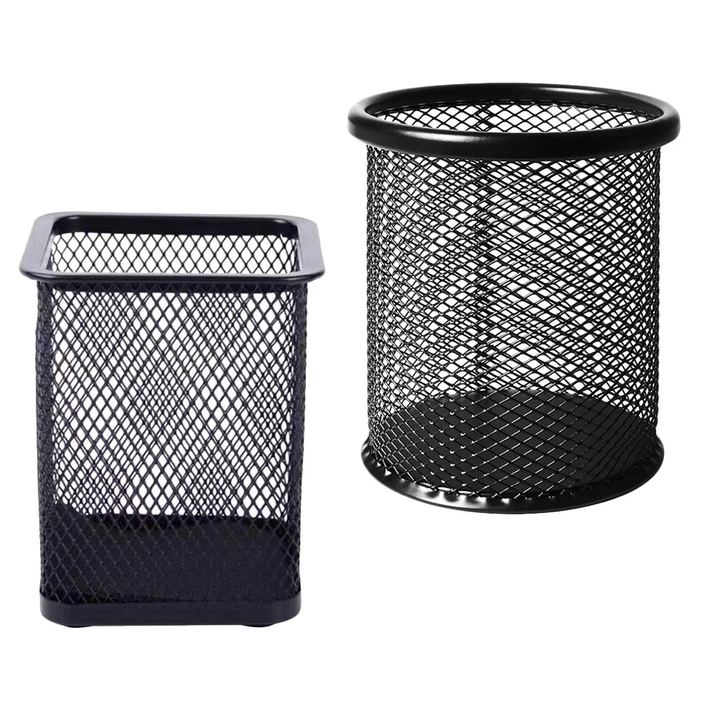 

2Pcs Desktop Pen Holders Stationery Organizers Office Pencil Cases Black