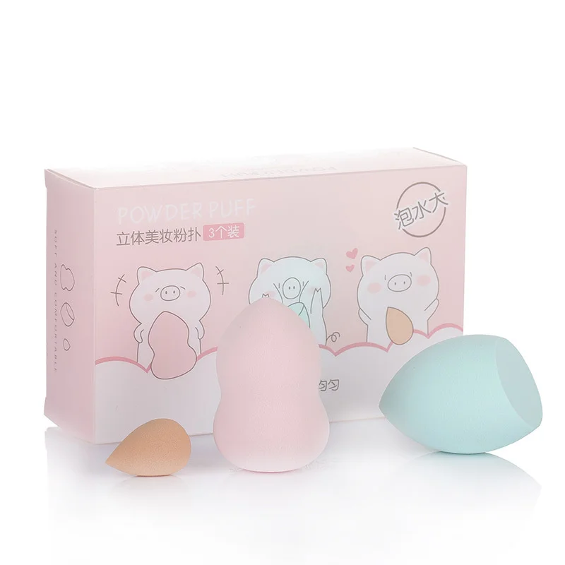 

3pcs beauty egg set box gourd puff water drop wet and dry foundation puff makeup sponge tool