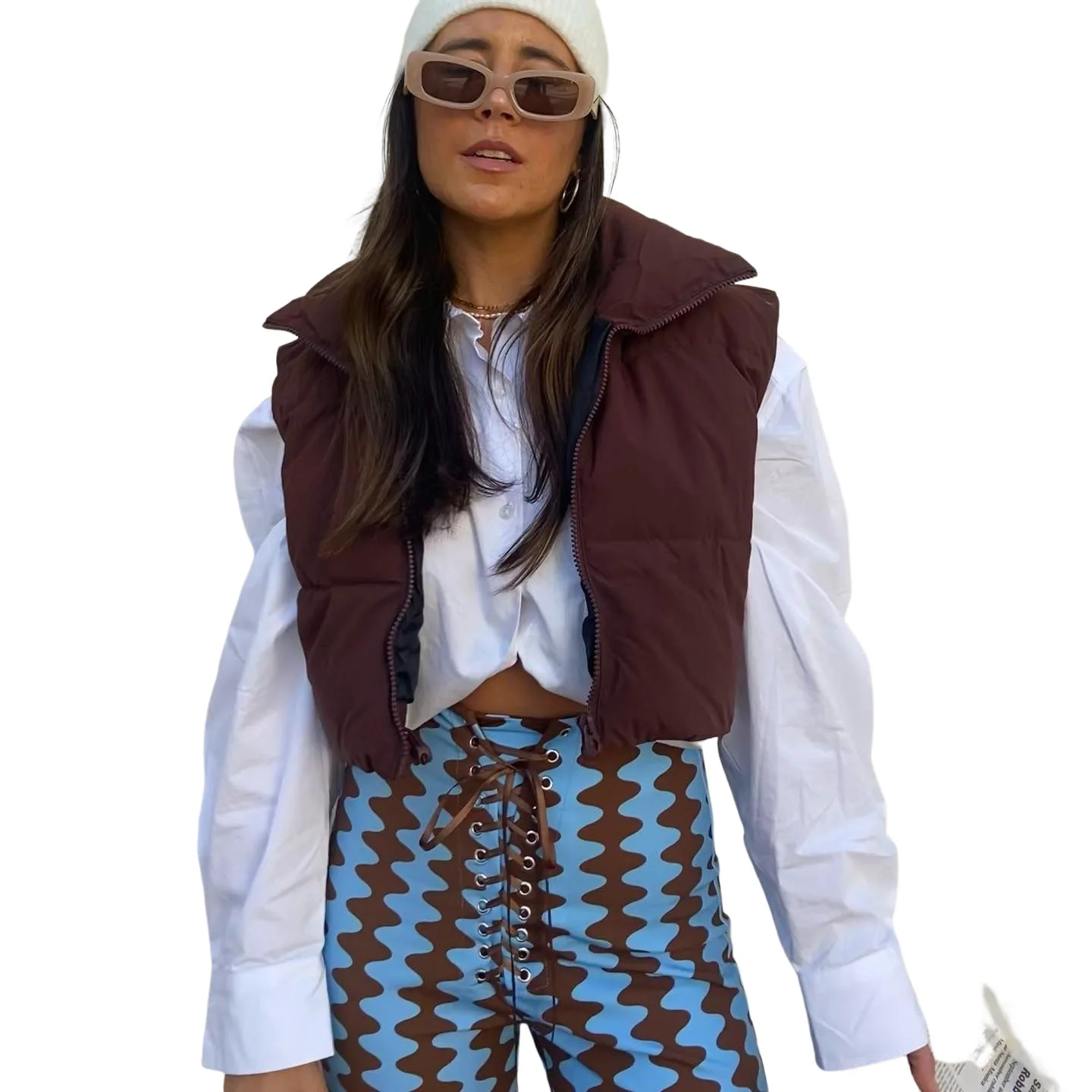 Lapel Collar Sleeveless Hundred Short Vest Female Autumn and Winter New Zipper Warm Fashion Casual Short Jacket