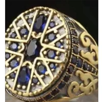 cross cross set blue zircon ring cross border fashion high sense ring temperament luxury hand jewelry