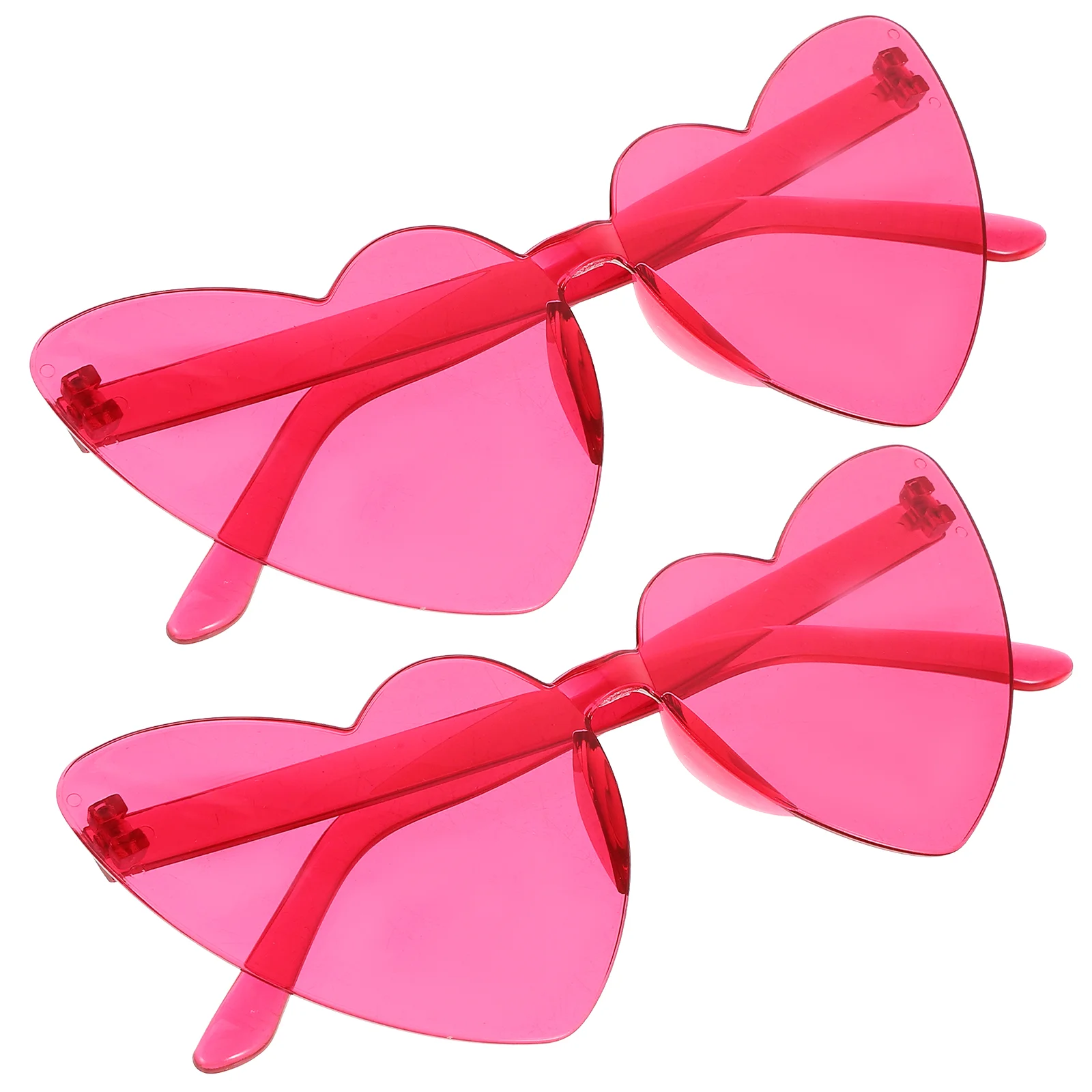 

2 Pcs Heart Sunglasses Rimless Shape Cool Jelly Color For Women Decorative Frameless Miss Fun Photo Props