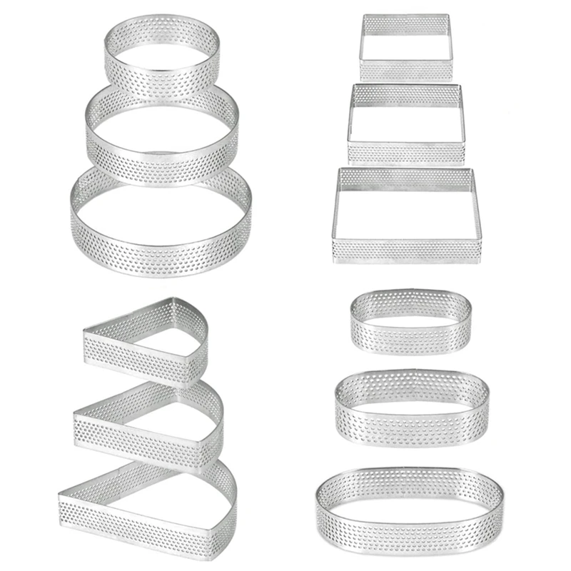 

12 Pcs Stainless Steel Perforated Tart Rings, Heat-Resistant Porous Cake Mousse Molds, Non-Stick Tower Pie Cake Rings