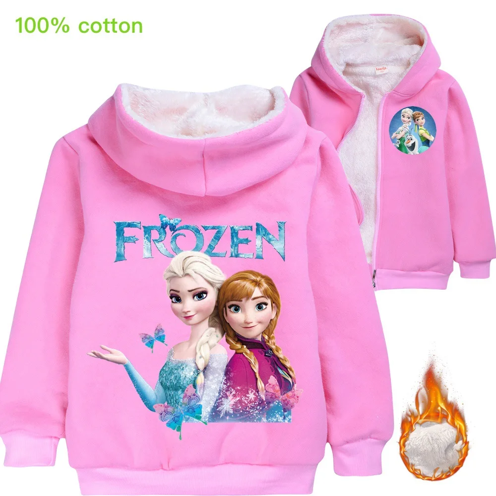 

Disney Frozen Coat Elsa Anna Printing Clothing Cardigan Zipper Thick Coat Popular Cartoon Boys and Girls Winter Cotton Sweater