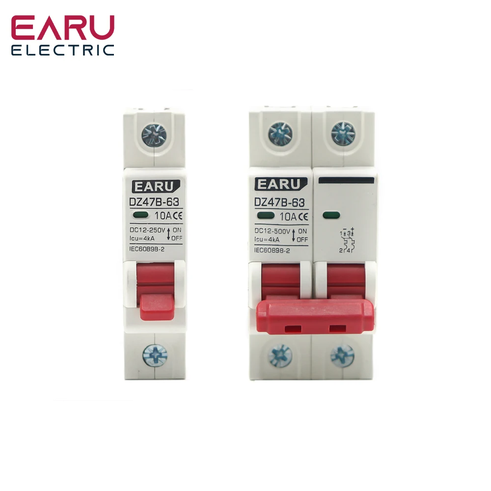 

DC12V 24V 48V 36V DC MCB Battery Car Protector Mini Circuit Breaker DZ47 DC Positive And Negative Pole Rotection Switch Isolator