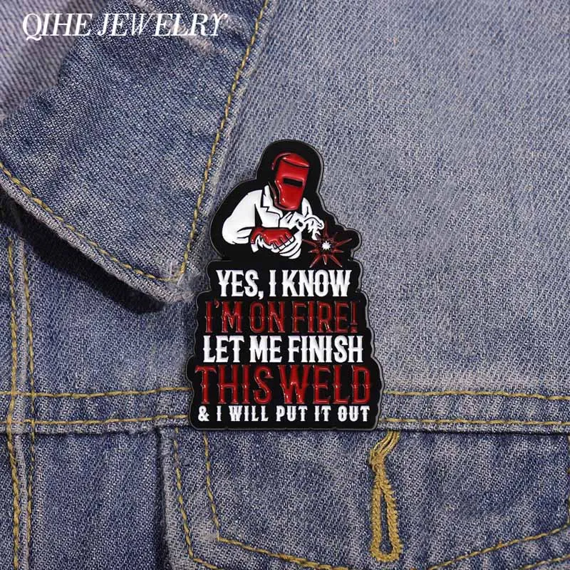 Забавная брошь в виде огнеупорного сварочного аппарата эмалированные булавки я