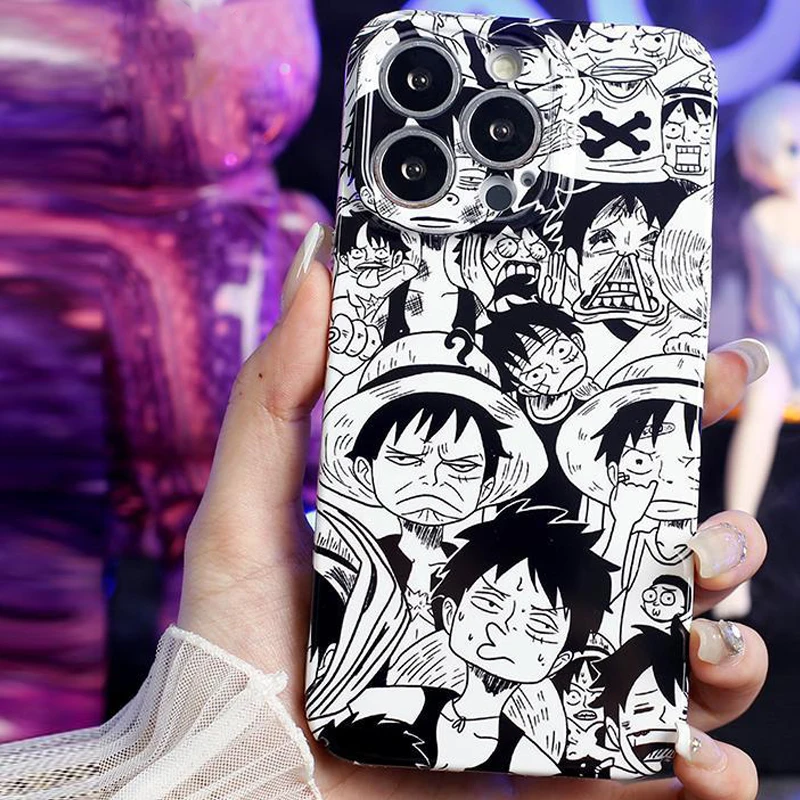 

Anime Luffy One Piece Comic Phone Case For Apple iPhone 14 13 12 Mini 11 XS Pro Max X XR 8 7 Plus SE Feilin Back Film Hard Cover