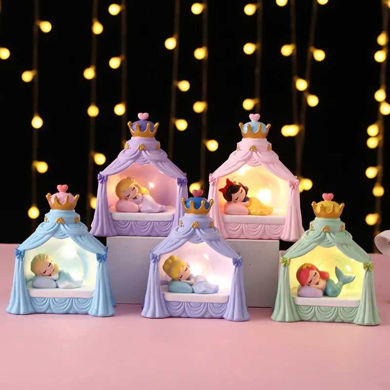 

6 видов мультяшных персонажей из мультфильма «ночь», фигурки из мультфильма «Спящая красавица», Эльза, Белоснежка, Ариэль, модель принцессы, игрушки, детские подарки на день рождения