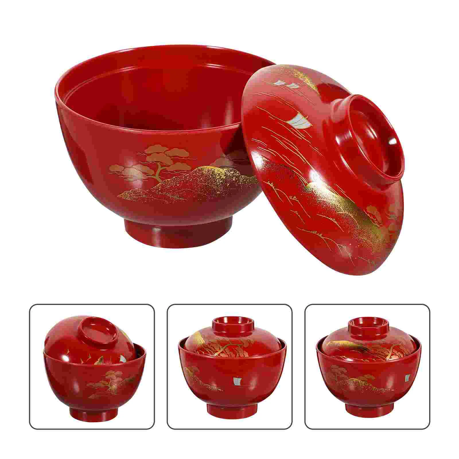 Контейнеры для супа мисо в японском стиле с крышками Меламиновая кухонная миска